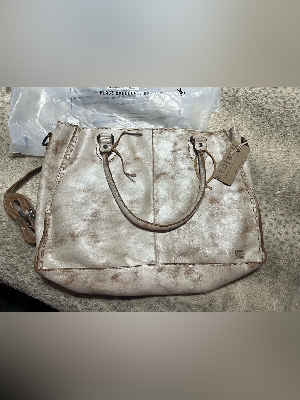 BED STU Rockaway Distressed Leather Shoulder Crossbody Satchel Bag Nectar Lux